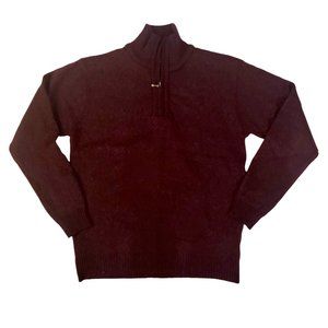 Unicorno Uomo Mens XXL Burgundy Black Fleece Lined 1/4 Zip Sweater Pullover